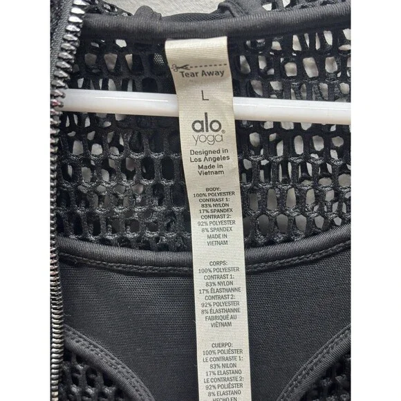 ALO Yoga  Women’s  Mesh Fortuna Hoodie Jacket  Black Sz L - Picture 13 of 13